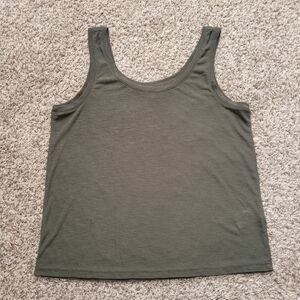 Madewell Eastover Tank Top Shirt Dried Olive Green Scoop Neck Ribbed Size Small